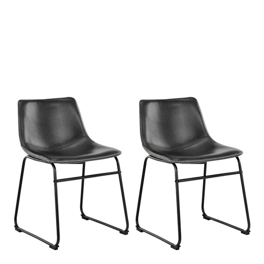 Cote Furniture |  Oregon Dining Chairs - Black with Cream Stitching (Set of 2) I_Oregon, Dining Chairs 90A0000103459