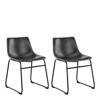 Cote | Furniture Oregon Dining Chairs - Black with Cream Stitching (Set of 2) I_Oregon, Dining Chairs 90A0000103459