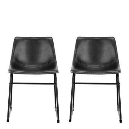 Cote | Furniture Oregon Dining Chairs - Black with Cream Stitching (Set of 2) I_Oregon, Dining Chairs 90A0000103459