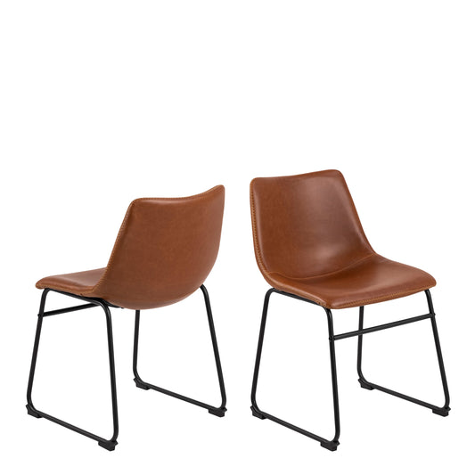 Cote Furniture |  Oregon Dining Chairs - Brown with Cream Stitching (Set of 2) I_Oregon, Dining Chairs 90A0000103460