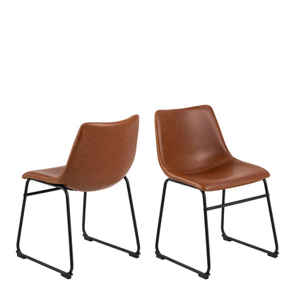 Cote | Furniture Oregon Dining Chairs - Brown with Cream Stitching (Set of 2) I_Oregon, Dining Chairs 90A0000103460