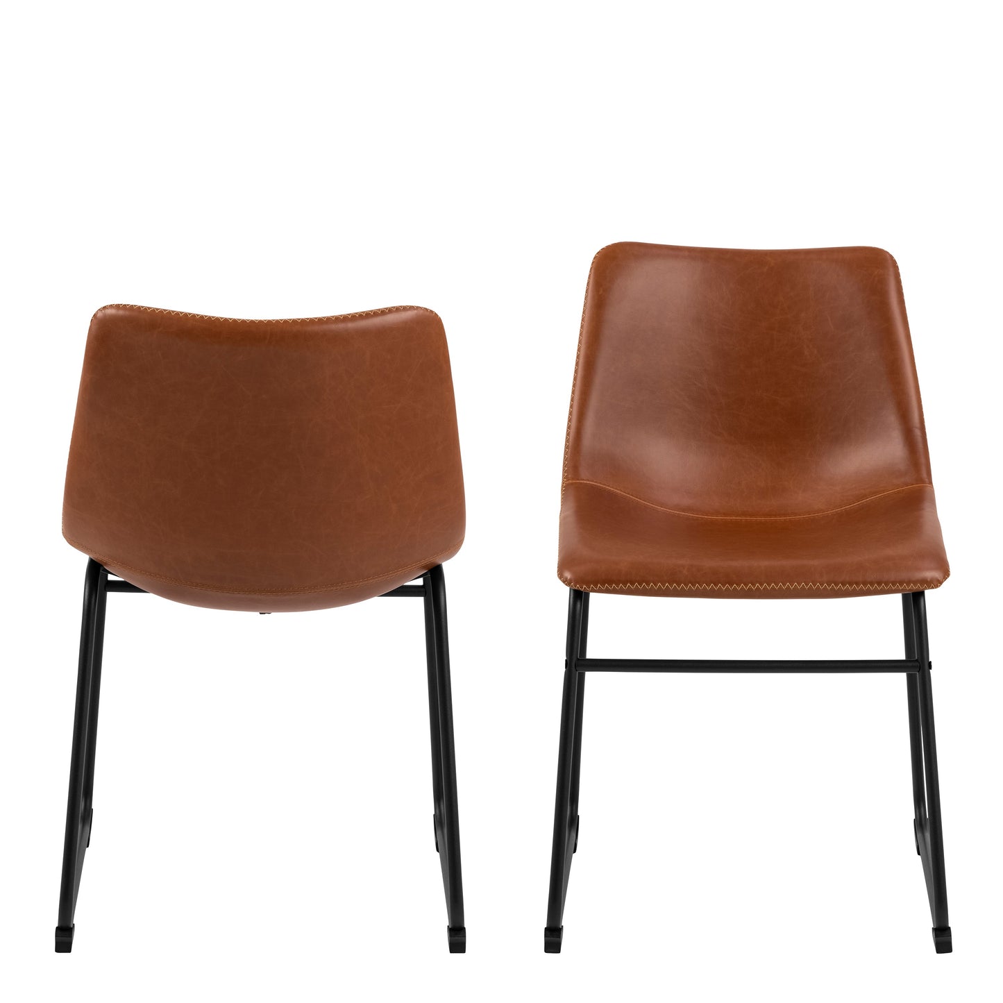 Cote | Furniture Oregon Dining Chairs - Brown with Cream Stitching (Set of 2) I_Oregon, Dining Chairs 90A0000103460