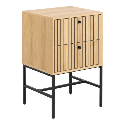 Albany 2 Drawer Bedside Table with Black Legs - Oak