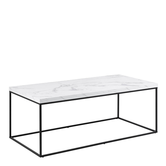 Cote | Furniture Barossa Coffee Table, White Marble Effect Top & Black Steel Base - 110x55x45cm Barossa, Coffee Tables 90A0000105359