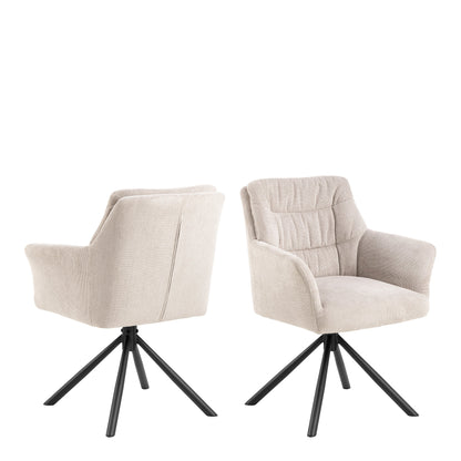 Alonso Swivel Dining Chair with Armrest (Set of 2) - Cream