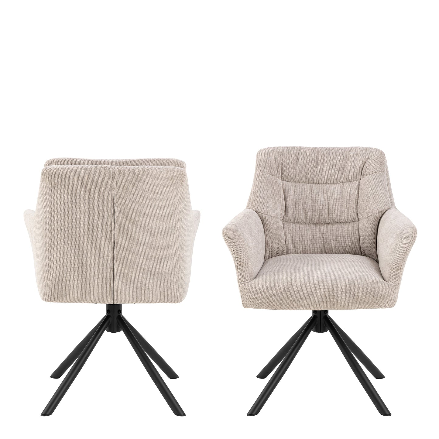 Alonso Swivel Dining Chair with Armrest (Set of 2) - Cream