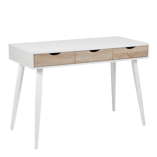 Cote Furniture |  Neptun Desk, 3 (Oak) Drawers - White Legs Neptun, Dressing Tables & Desks 90AH000015374