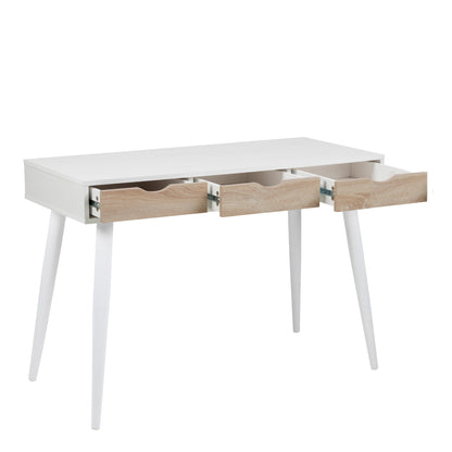 Cote | Furniture Neptun Desk, 3 (Oak) Drawers - White Legs Neptun, Dressing Tables & Desks 90AH000015374