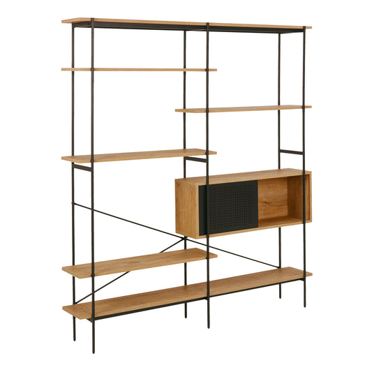 Cote | Furniture Angus Bookcase 1 Sliding Door & 5 Shelves - Oak & Black Angus, Bookcases 90AH000019412