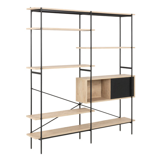 Cote | Furniture Angus Bookcase 1 Sliding Door & 5 Shelves - White Oak & Black Angus, Bookcases 90AH000019413