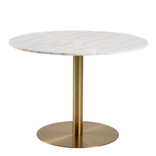 Cote | Furniture Corby 4 Seater Dining Table, Round with White Polished Marble Top - Brass Base Corby, Dining Tables 90AH000019507