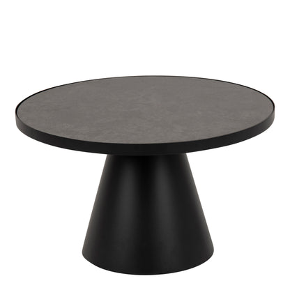 Soli Low Round Ceramic Coffee Table, Medium - Black