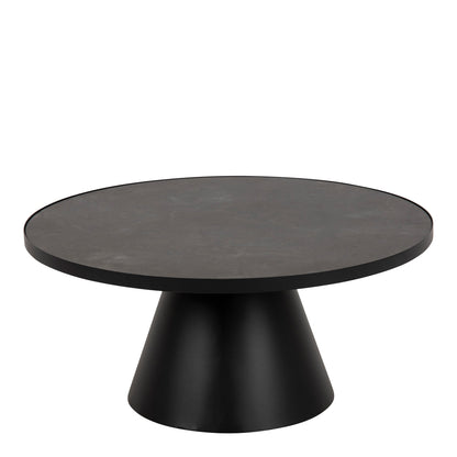 Soli Low Round Ceramic Coffee Table, Large - Black