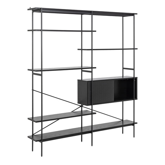 Cote | Furniture Angus Bookcase, Asymmetrical, 1 Sliding Door & 5 Shelves - Black Angus, Bookcases 90AH000020397