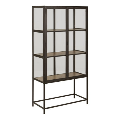 Cote | Furniture Seaford Display Cabinet, 2 Glazed - Black & Oak Seaford, Display Cabinets 90AH000020551