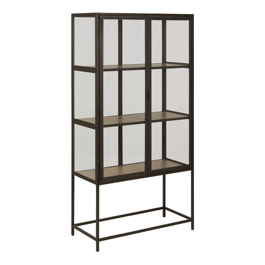 Cote | Furniture Seaford Display Cabinet, 2 Glazed - Black & Oak Seaford, Display Cabinets 90AH000020551