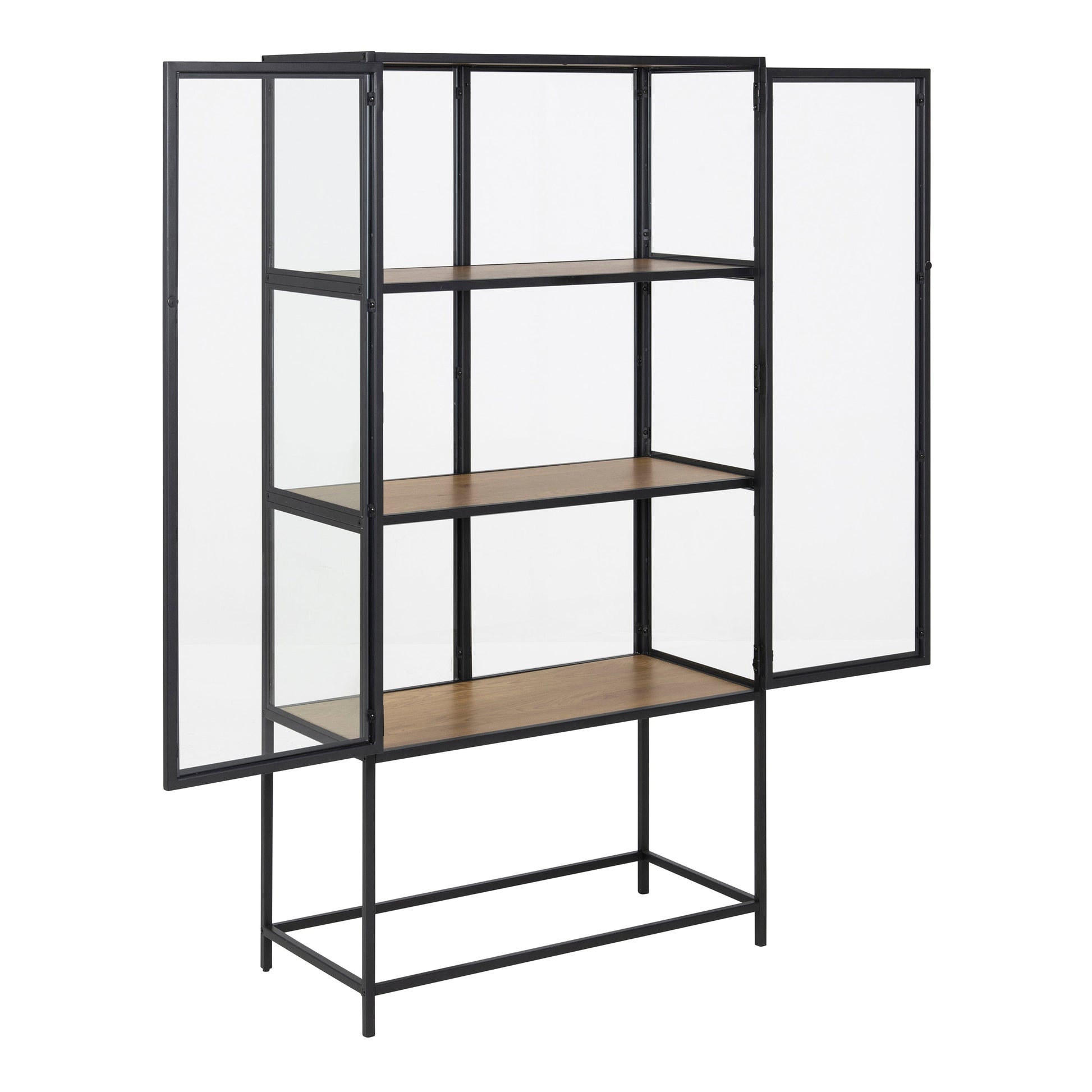 Cote | Furniture Seaford Display Cabinet, 2 Glazed - Black & Oak Seaford, Display Cabinets 90AH000020551