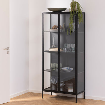 Cote | Furniture Newcastle Display Cabinet, Tall 2 Door - Black Newcastle, Display Cabinets 90AH000021540