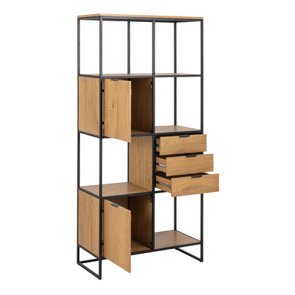 Cote | Furniture Swindon Bookcase, 2 Door + 3 Drawer + 2 Shelves - Black Swindon, Bookcases 90AH000022078