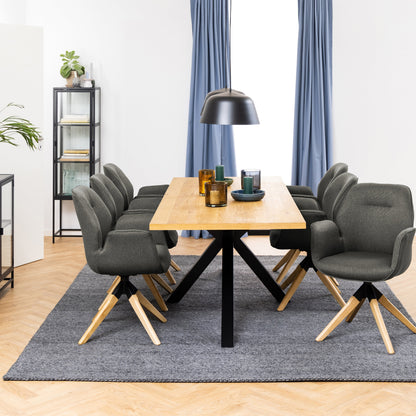 Cote | Furniture Heaven 6-8 Seater Dining Table, Oak Top - Black Legs Heaven, Dining Tables 90AH000022148