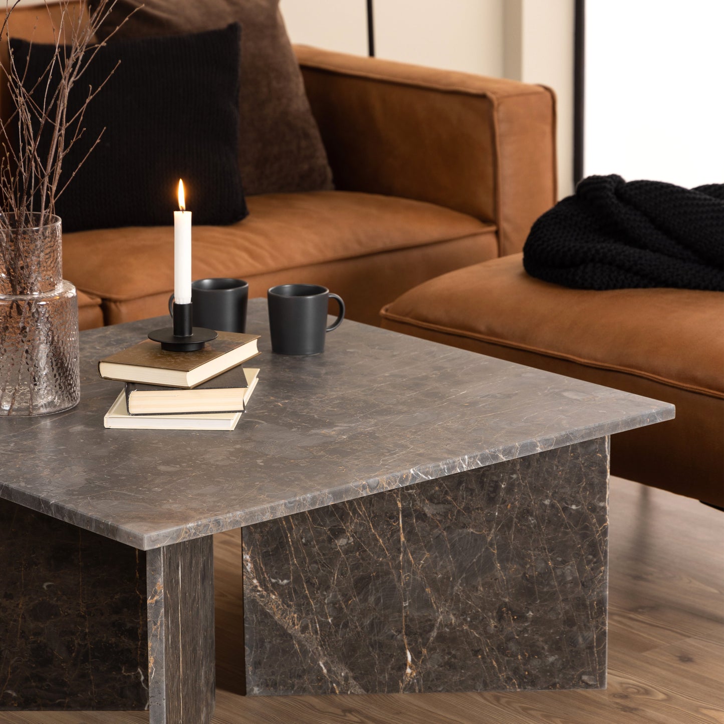 Cote | Furniture Vega Coffee Table, Square 90cm - Marron Marble Top Vega, Coffee Tables 90AH000022201