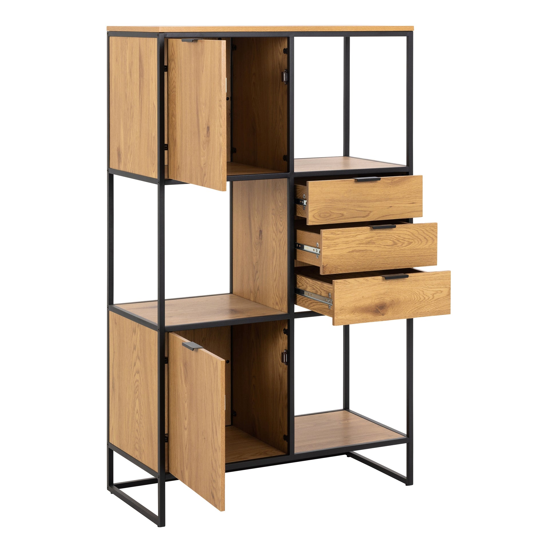 Cote | Furniture Swindon Bookcase,  2 Door + 3 Drawer + 1 Shelves - Black Swindon, Bookcases 90AH000022326