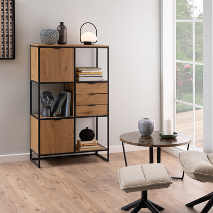 Cote | Furniture Swindon Bookcase,  2 Door + 3 Drawer + 1 Shelves - Black Swindon, Bookcases 90AH000022326