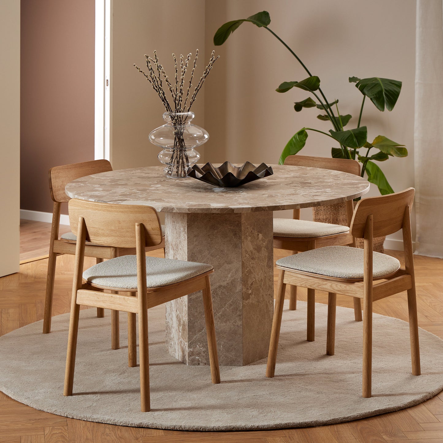 Cote | Furniture Naxos 4-5 Seater Dining Table, Round - Brown Marble Naxos, Dining Tables 90AH000022340