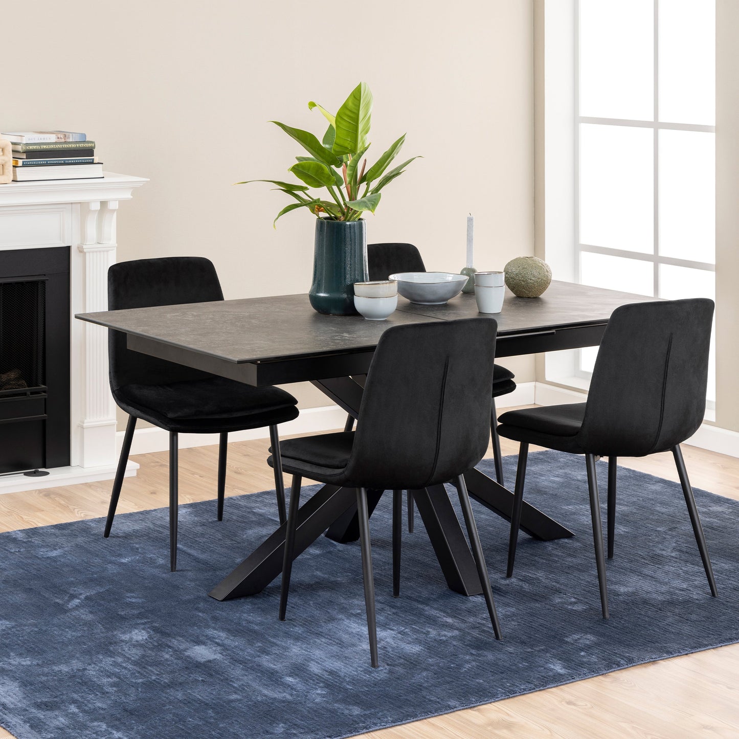 Cote | Furniture Heaven 6-8 Seater Extendable Dining Table (168cm) - Ceramic Black Top  Heaven, Dining Tables 90AH000022568