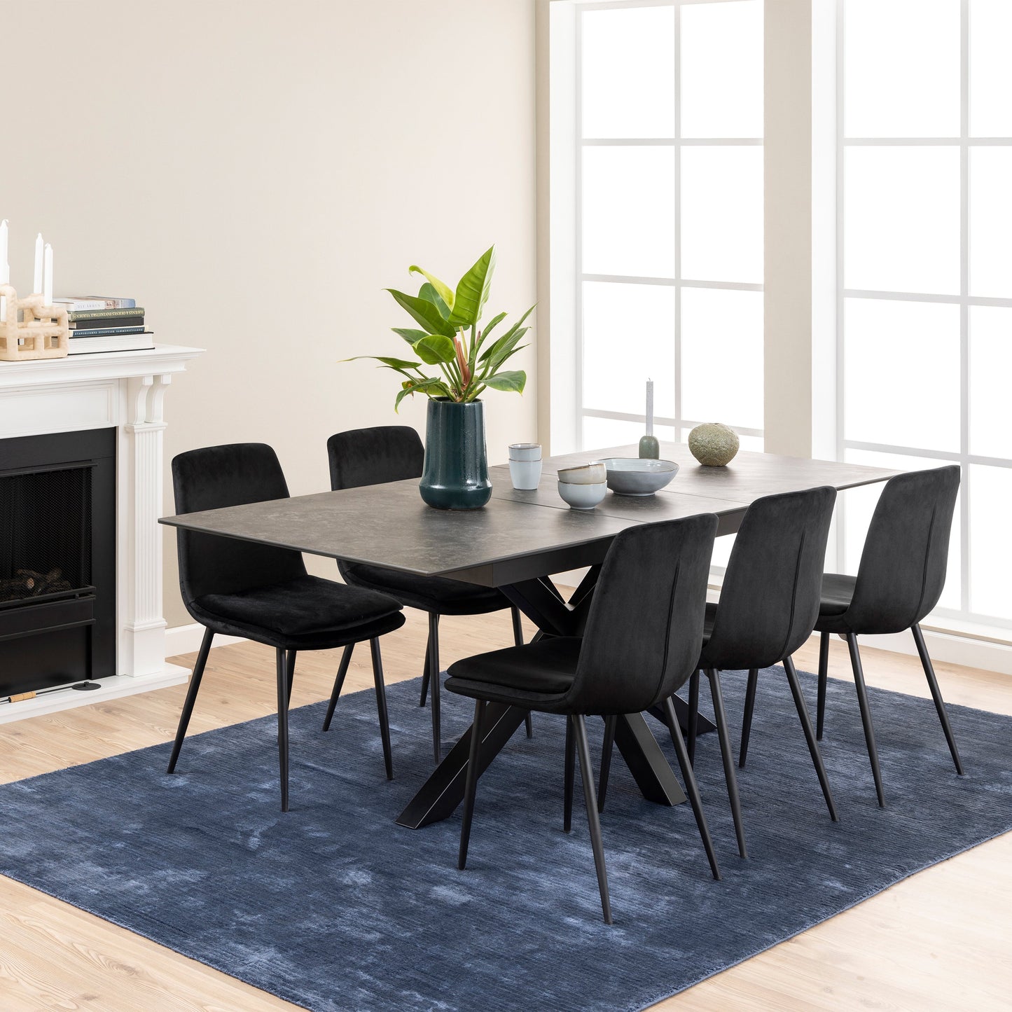 Cote | Furniture Heaven 6-8 Seater Extendable Dining Table (168cm) - Ceramic Black Top  Heaven, Dining Tables 90AH000022568