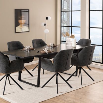 Cote | Furniture Amble 4-6 Extendable Dining Table with Black Marble Top - Black Legs Amble, Dining Tables 90AH000022712