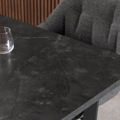 Cote | Furniture Amble 4-6 Extendable Dining Table with Black Marble Top - Black Legs Amble, Dining Tables 90AH000022712