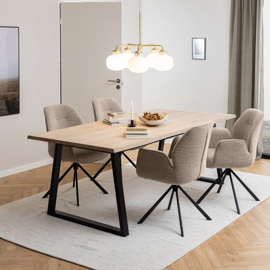 Cote | Furniture Malika 6-8 Seater Dining Table - White Oak & Black Malika, Dining Tables 90AH000022739