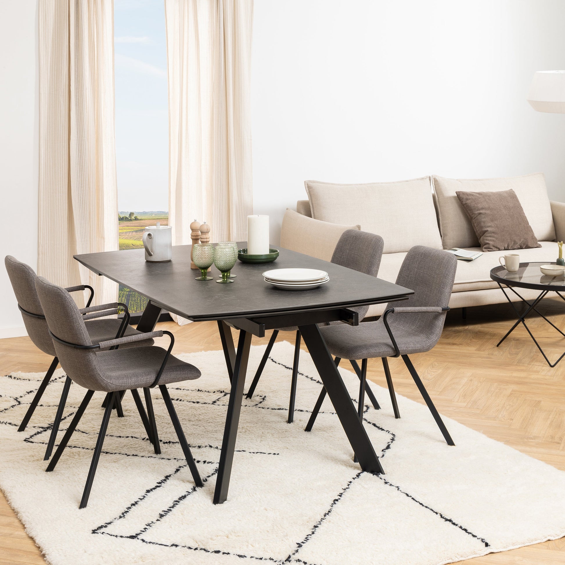 Cote | Furniture Blackburn 6-10 Seater Dining Table, Ceramic - Black Blackburn, Dining Tables 90AH000022802