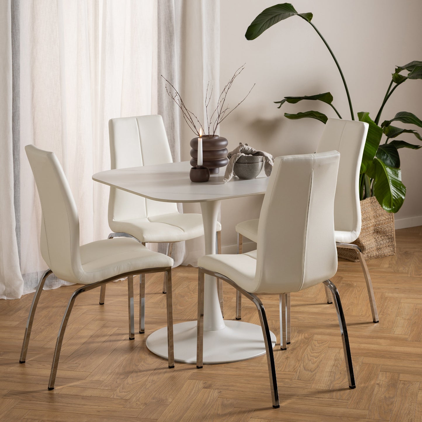 Cote | Furniture Malta 2-4 Seater Dining Table, Square, Ceramic - White Malta, Dining Tables 90AH000022813