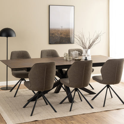 Cote Furniture |  Heaven 6-8 Seater Large Extendable Dining Table (200cm) - Ceramic Rusty Brown Top Heaven, Dining Tables 90AH000022876