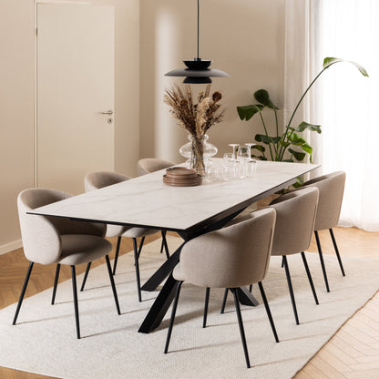 Cote | Furniture Heaven 6-8 Seater Extendable Dining Table (200cm) - Ceramic White Top Heaven, Dining Tables 90AH000023263