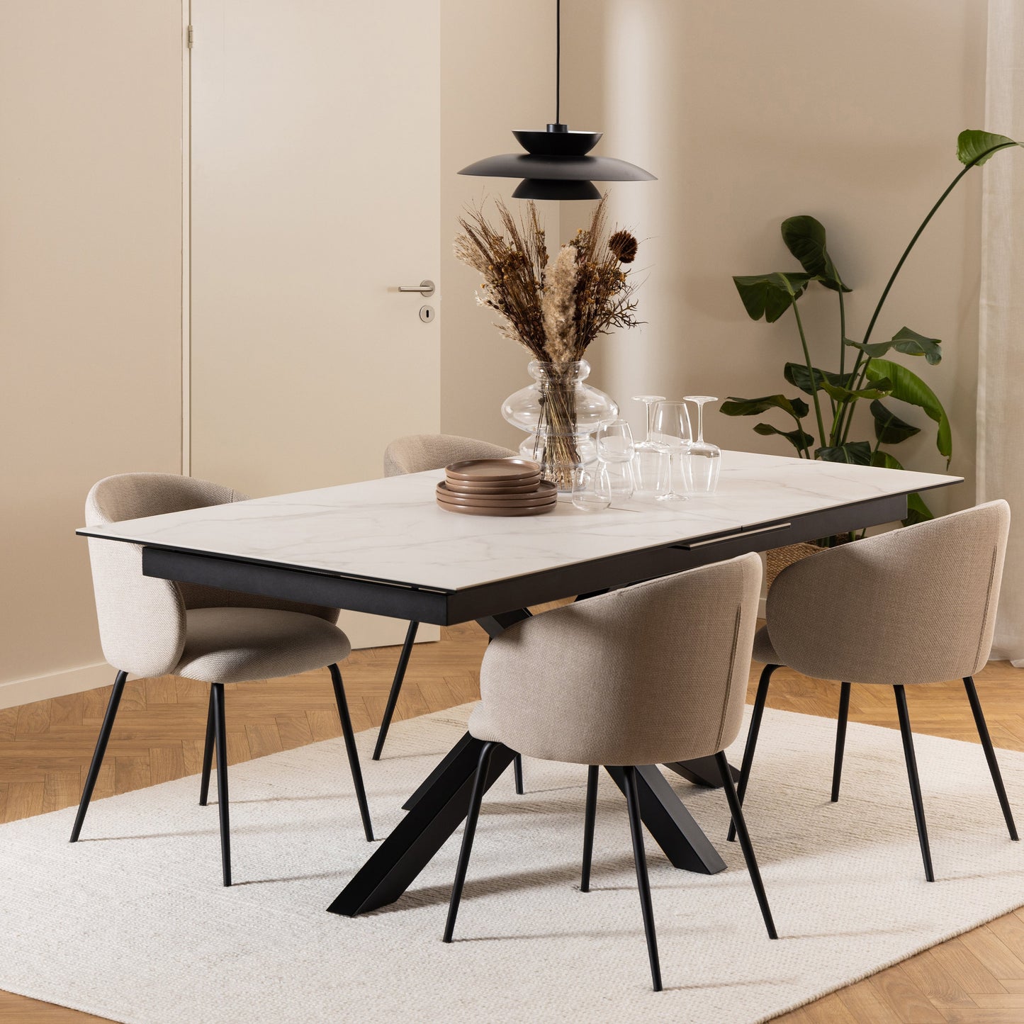 Cote | Furniture Heaven 6-8 Seater Extendable Dining Table (200cm) - Ceramic White Top Heaven, Dining Tables 90AH000023263