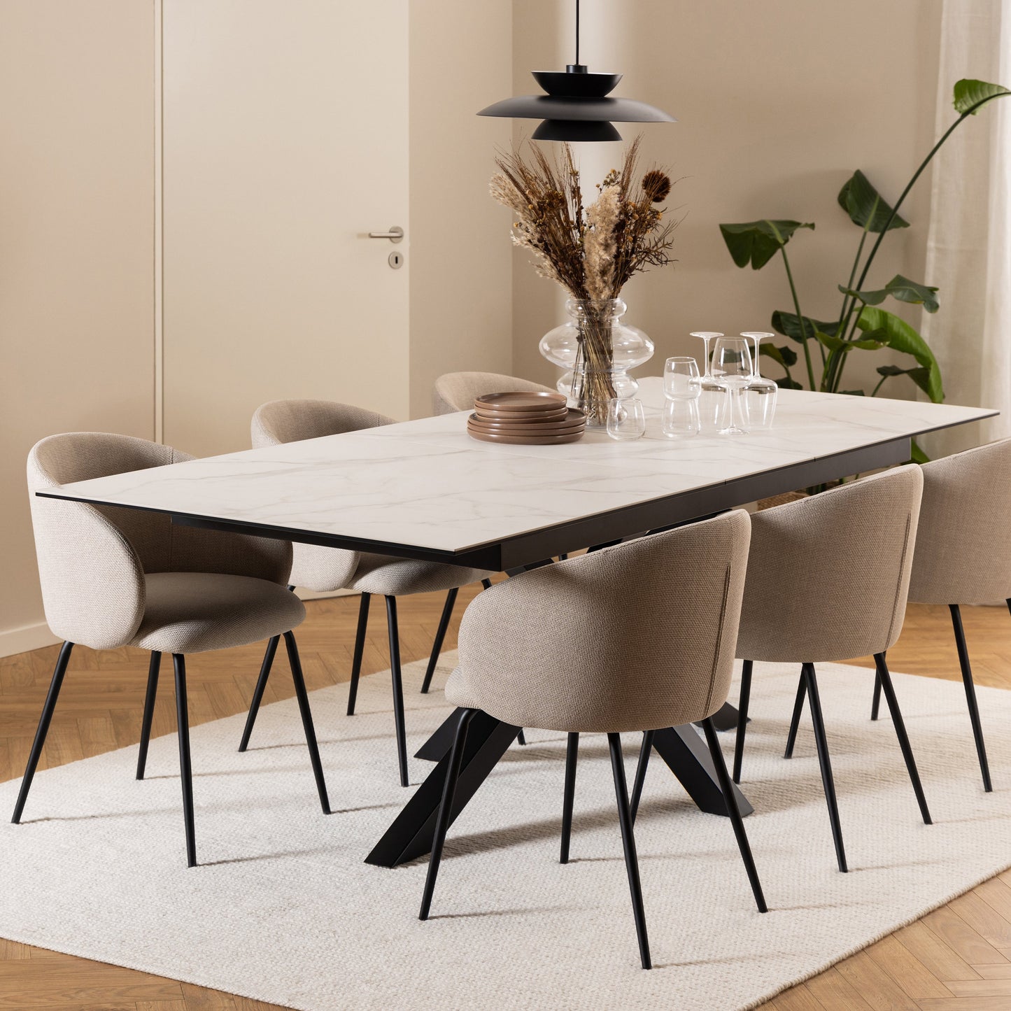 Cote | Furniture Heaven 6-8 Seater Extendable Dining Table (200cm) - Ceramic White Top Heaven, Dining Tables 90AH000023263