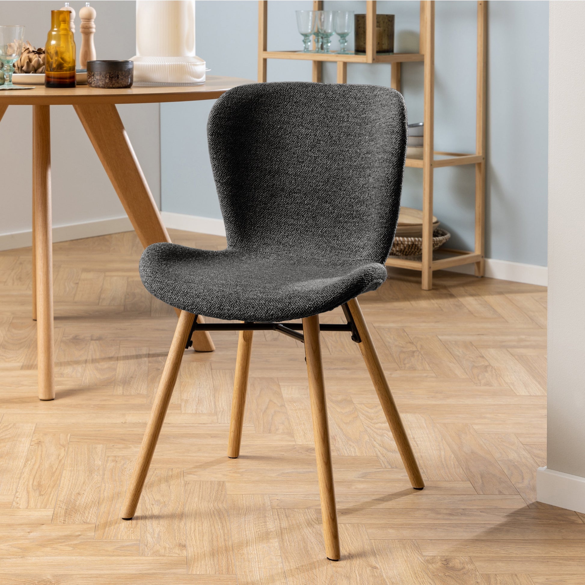 Cote | Furniture Batilda Dining Chairs - Grey with Oak Legs (Set of 2) Batilda, Dining Chairs 90AH000023355