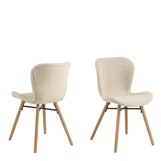 Cote Furniture |  Batilda Dining Chairs - Cream with Oak Legs (Set of 2) Batilda, Dining Chairs 90AH000023358