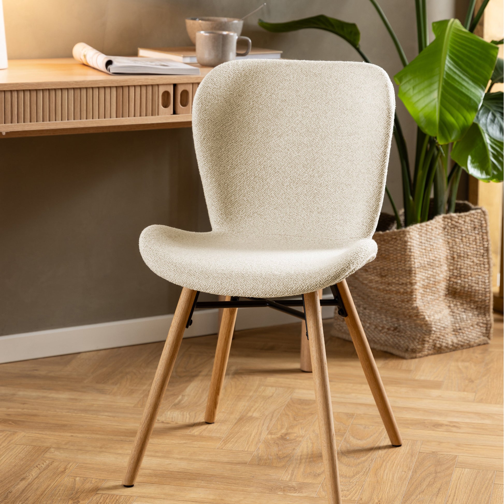 Cote | Furniture Batilda Dining Chairs - Cream with Oak Legs (Set of 2) Batilda, Dining Chairs 90AH000023358