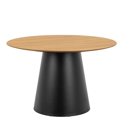 Soli Round 4 Seater Dining Table - Oak & Black