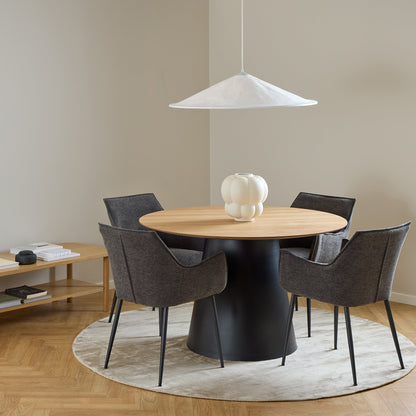 Soli Round 4 Seater Dining Table - Oak & Black