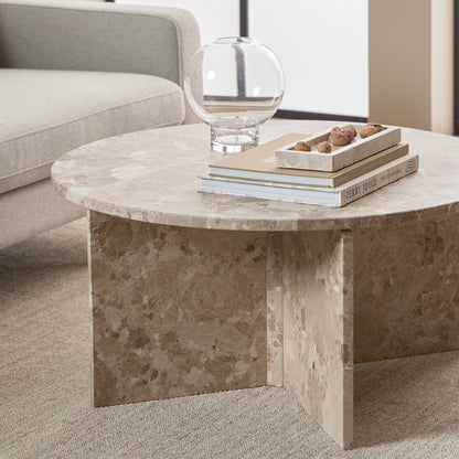 Cote | Furniture Vega Coffee Table, Round - Brown Marble Vega, Coffee Tables 90AH000023598