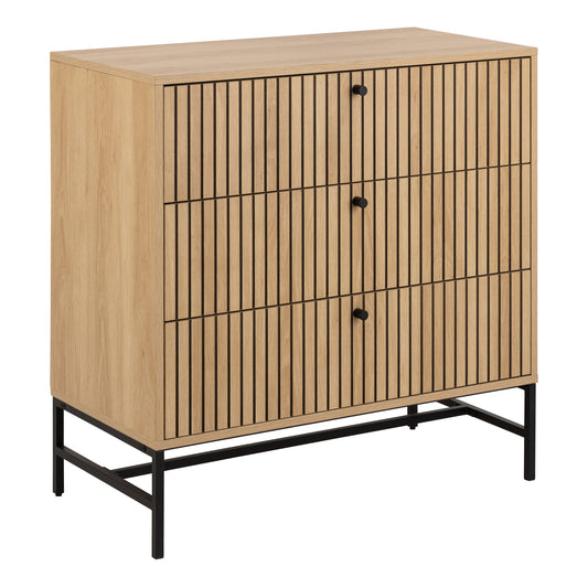 Albany Chest of 3 Drawers with Black Legs - Oak