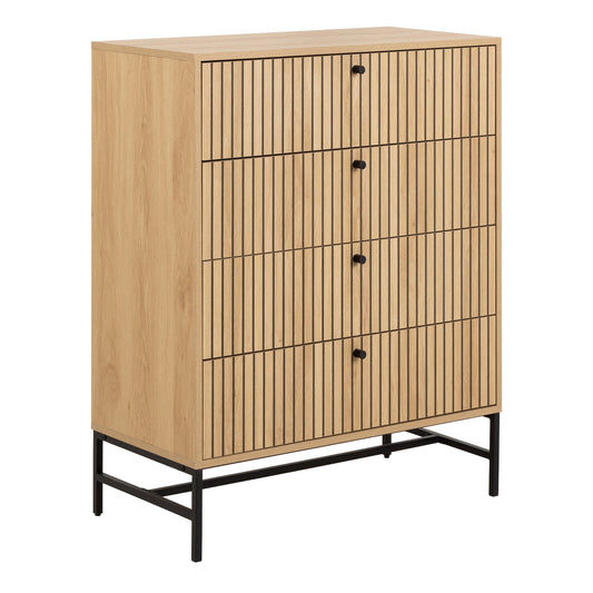 Albany Chest of 4 Drawers with Black Legs - Oak