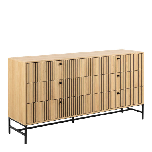 Albany Wide Chest of 6 Drawers with Black Legs - Oak