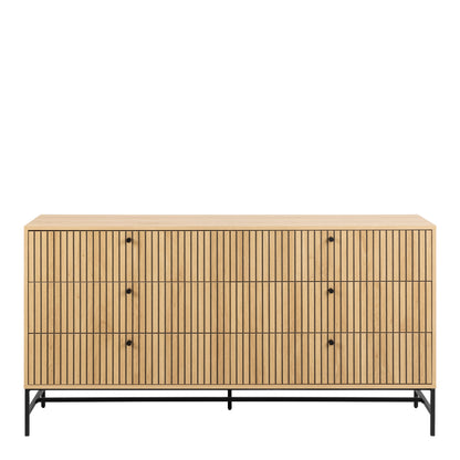 Albany Wide Chest of 6 Drawers with Black Legs - Oak