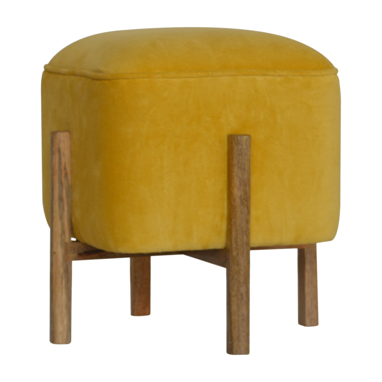 Cote Furniture | Velvet Solid Footstool - Mustard  Footstools IN1273